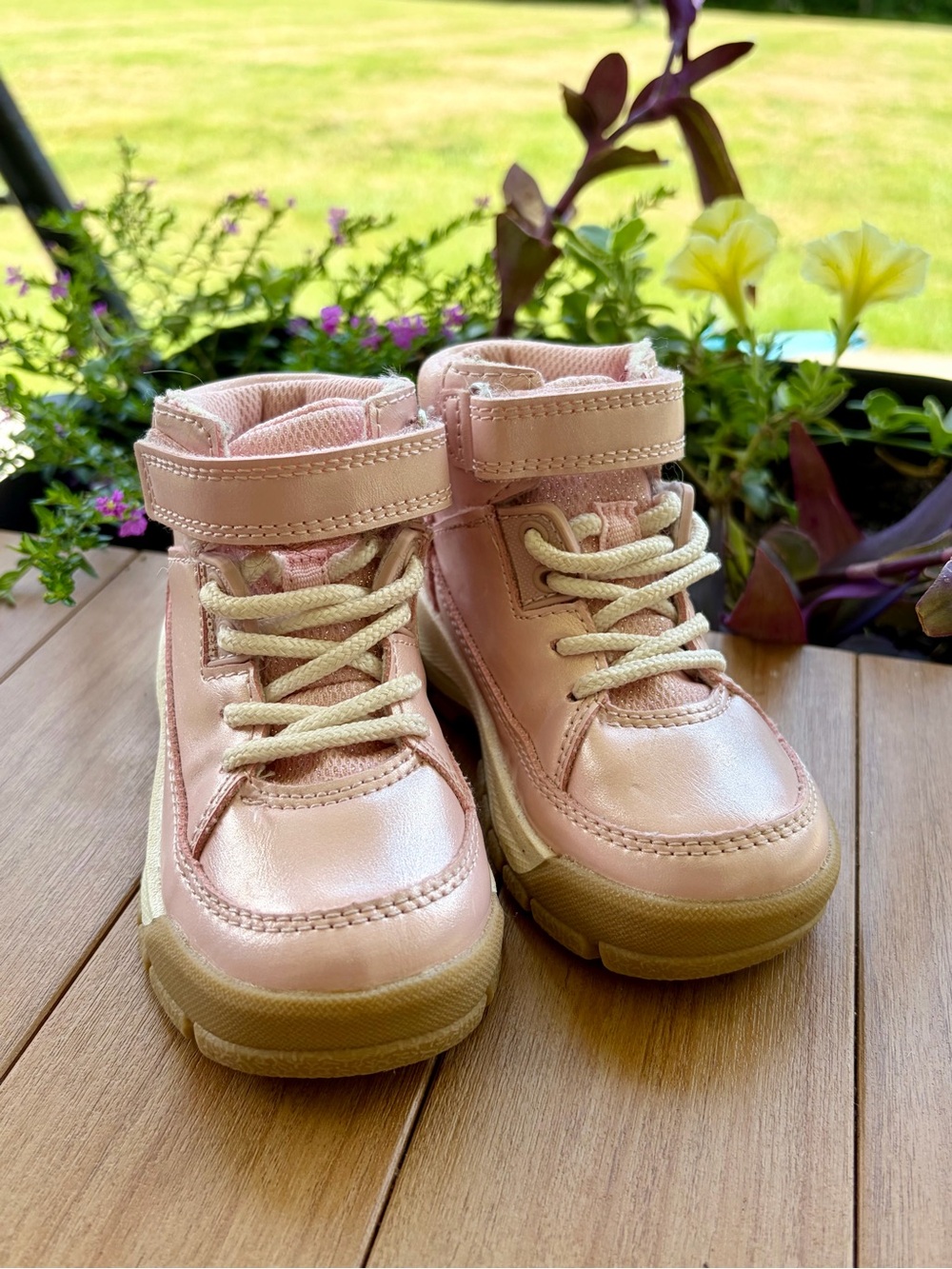 OshKosh B'gosh Shimmer Pink High-Top Sneakers with Velcro